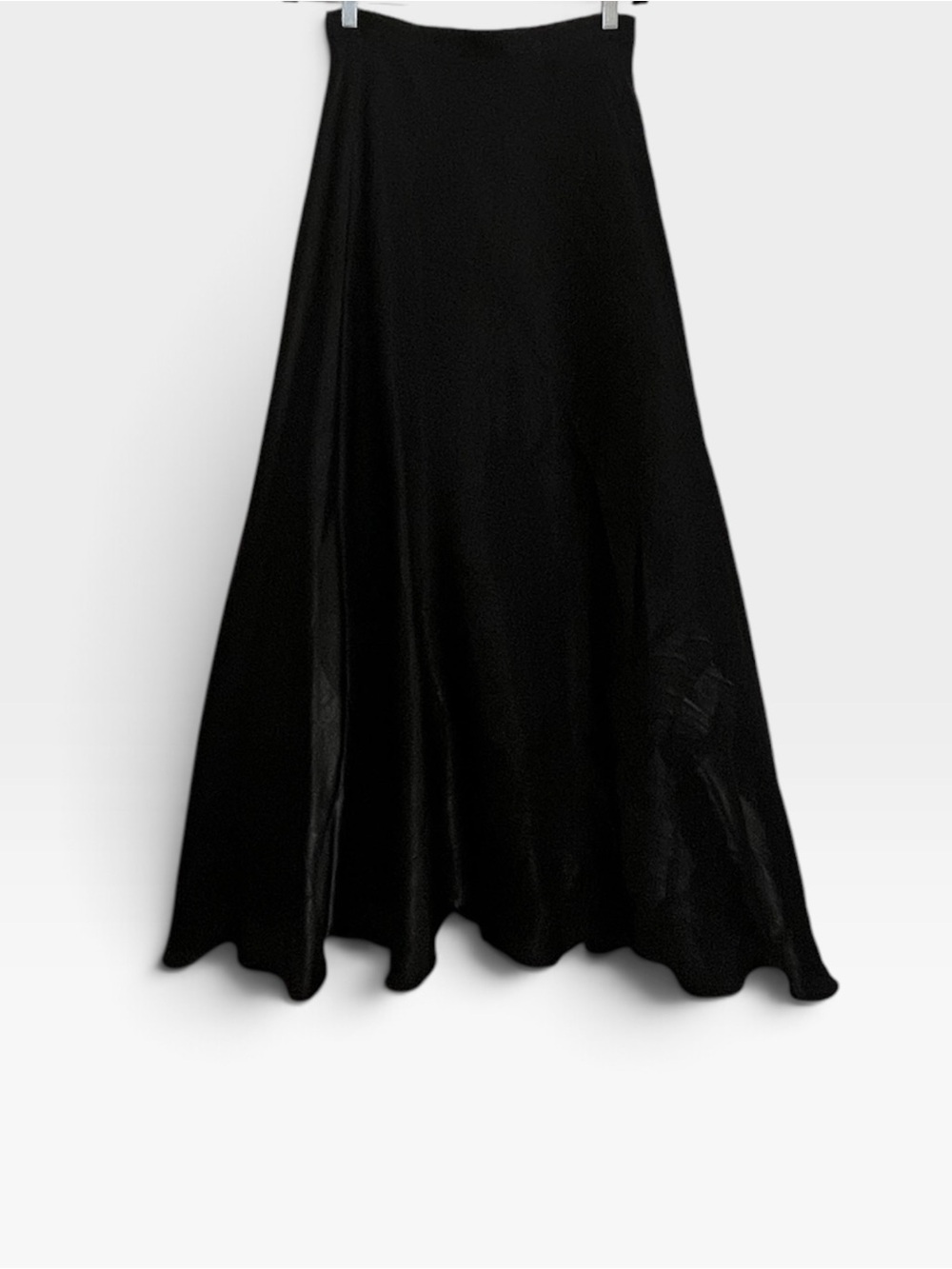 JS Collections Black A-Line Maxi Skirt with Fluid Flare and Slight Shimmer